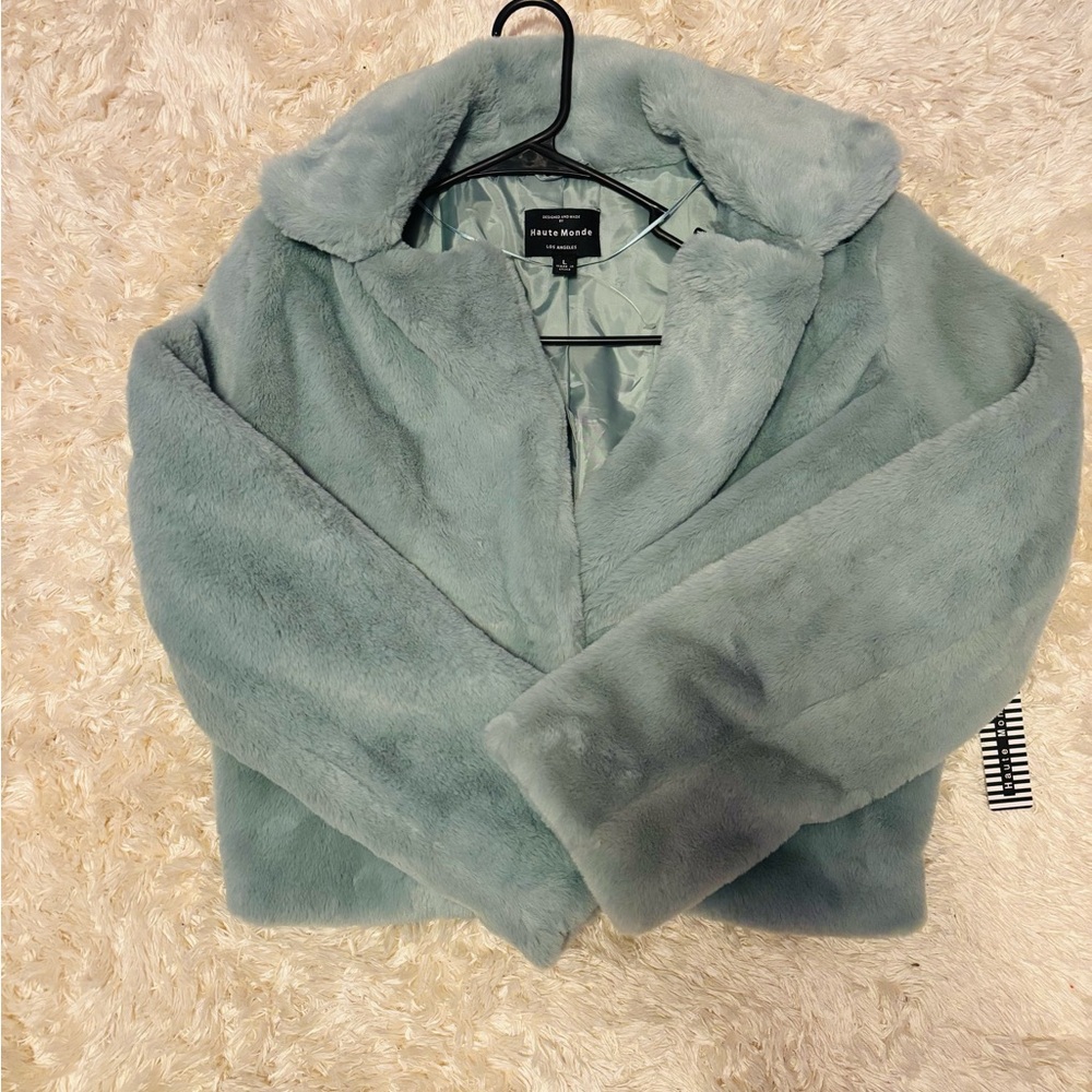 Haute Monde Soft Blue Teddy Jacket